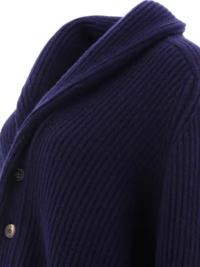 Begg X Co Ribbed Shawl-collar Cardigan In Blue