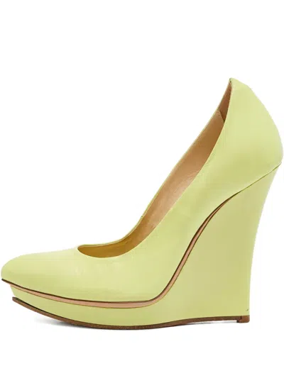 Pre-owned Alexander Mcqueen 125mm Wedge Platform Pumps In Green