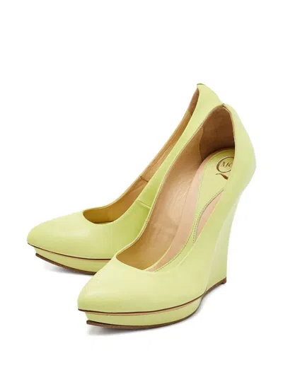 Pre-owned Alexander Mcqueen 125mm Wedge Platform Pumps In Green