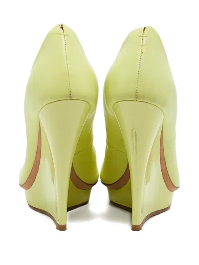Pre-owned Alexander Mcqueen 125mm Wedge Platform Pumps In Green