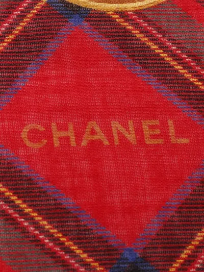 Pre-owned Chanel 1986-1988 Cc Plaid-check Scarf