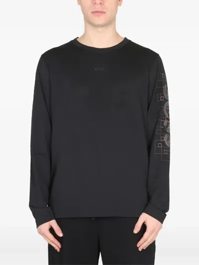 Hugo Boss Logo-print Long-sleeve T-shirt In Black