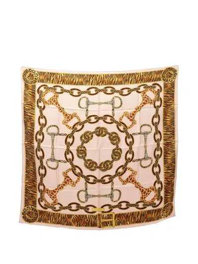 Pre-owned Gucci 2010s Horsebit Animal-print Silk Scarf