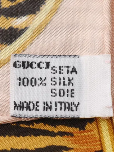 Pre-owned Gucci 2010s Horsebit Animal-print Silk Scarf