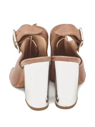 Pre-owned Dolce & Gabbana 100mm Leather Block-heel Sandals In Brown