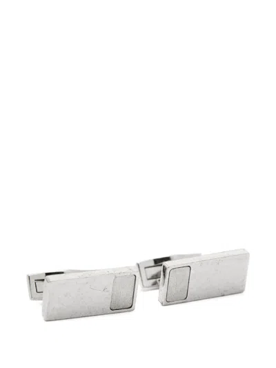Pre-owned St Dupont  Rectangular Metal Cufflinks In Silver