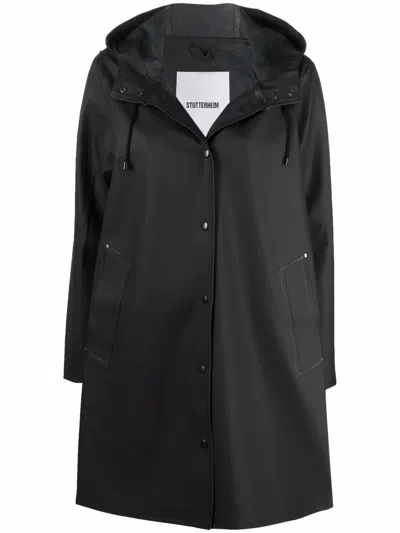 Stutterheim Mosebacke Long-length Raincoat In Black