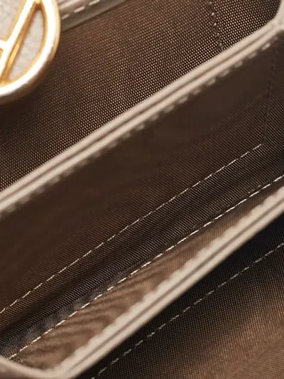Pre-owned Fendi Elite Accordion Leather Card Case In Neutral