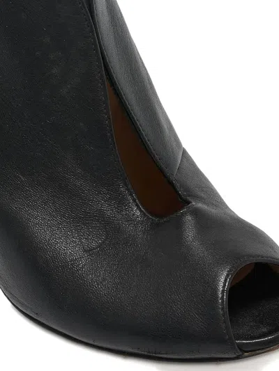 Pre-owned Gianvito Rossi Leather Peep Toe Boots In Black