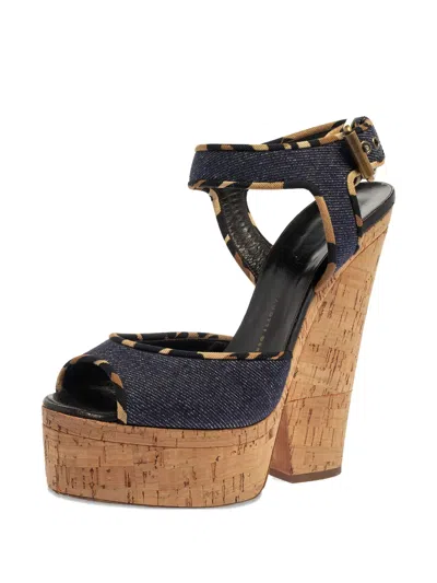 Pre-owned Giuseppe Zanotti Vintage  155mm Denim Platform Sandals