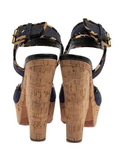 Pre-owned Giuseppe Zanotti Vintage  155mm Denim Platform Sandals