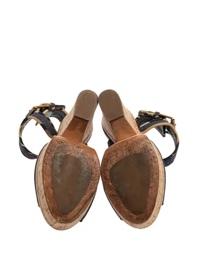 Pre-owned Giuseppe Zanotti Vintage  155mm Denim Platform Sandals