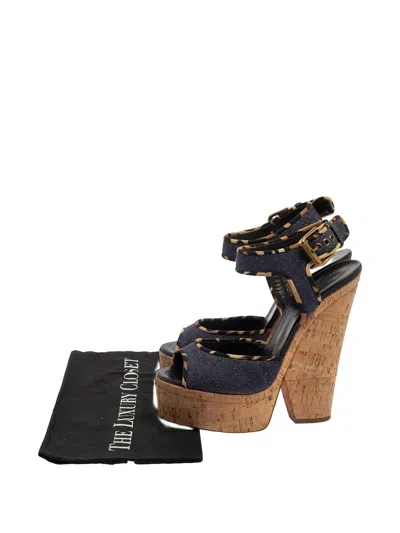 Pre-owned Giuseppe Zanotti Vintage  155mm Denim Platform Sandals