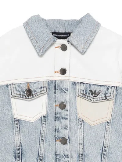 Emporio Armani Colour-block Denim Jacket In White