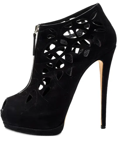 Pre-owned Giuseppe Zanotti Vintage  150mm Cut-out Booties In Black