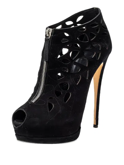 Pre-owned Giuseppe Zanotti Vintage  150mm Cut-out Booties In Black