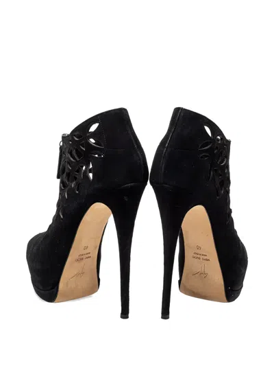 Pre-owned Giuseppe Zanotti Vintage  150mm Cut-out Booties In Black
