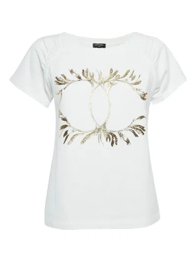 Pre-owned Chanel 2024 Printed T-shirt In White