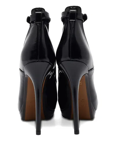 Pre-owned Fendi 135mm Peep-toe Leather Booties In Black