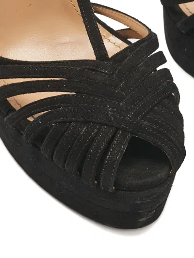 Pre-owned Aquazzura 140mm Platform T-strap Sandals In Black