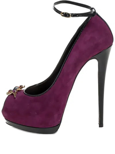 Pre-owned Giuseppe Zanotti Vintage 155mm Crystal Embellishment Peep Toe Pumps