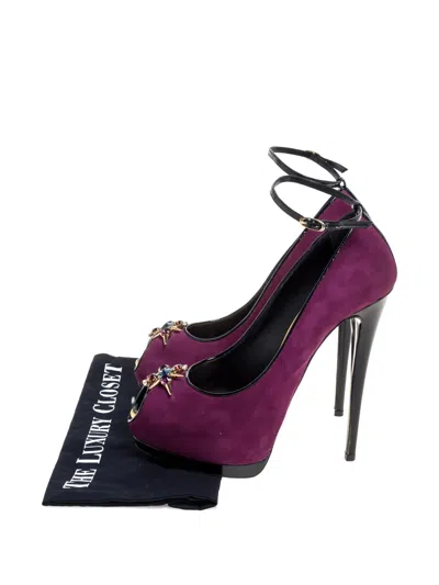 Pre-owned Giuseppe Zanotti Vintage 155mm Crystal Embellishment Peep Toe Pumps