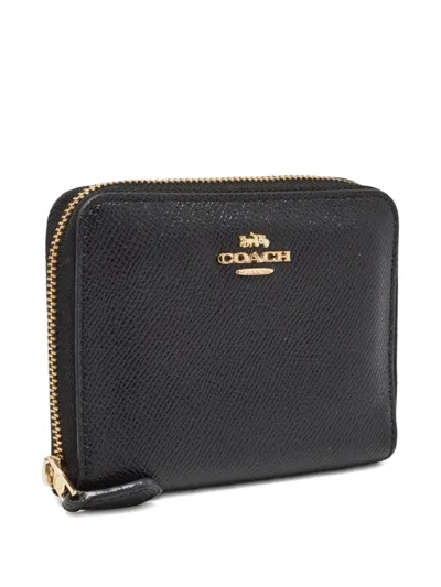 Pre-owned Coach Vintage  Leather Zip Wallet In Black