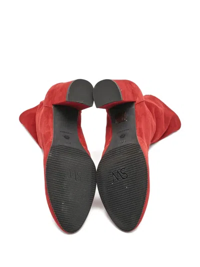 Pre-owned Stuart Weitzman  Block-heel Suede Boots In Red