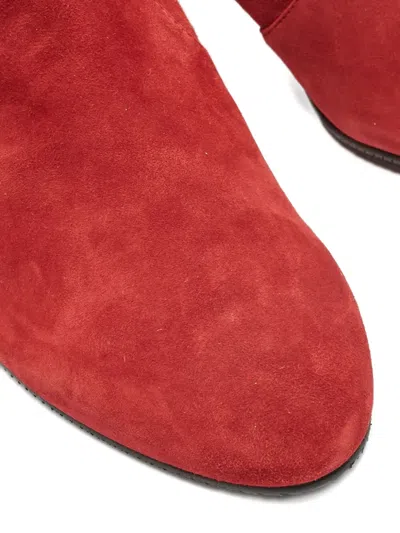 Pre-owned Stuart Weitzman  Block-heel Suede Boots In Red