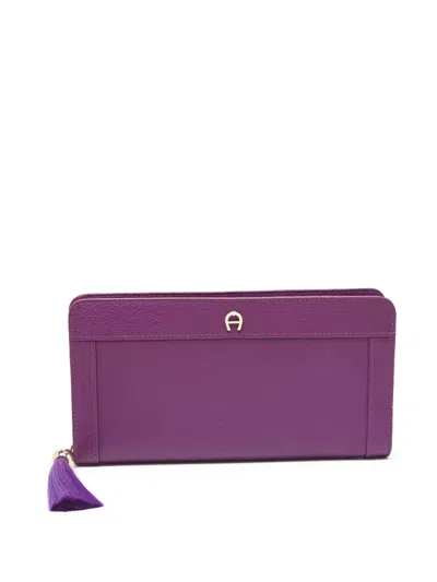 Pre-owned Aigner Vintage  Leather Wallet In Purple