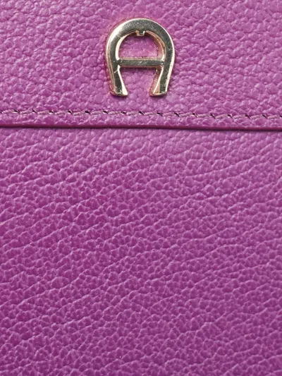 Pre-owned Aigner Vintage  Leather Wallet In Purple
