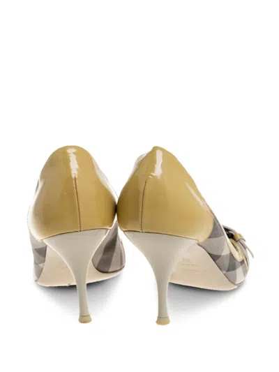 Pre-owned Burberry 80mm Nova Check Pumps In Yellow