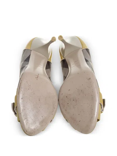 Pre-owned Burberry 80mm Nova Check Pumps In Yellow