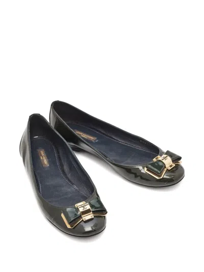 Pre-owned Louis Vuitton 2024 Patent Leather Bow Ballet Flats