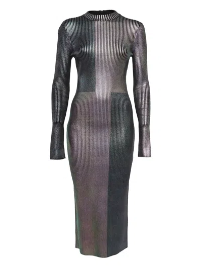 Pre-owned Christopher Kane Ribbed Midi Dress In Gray