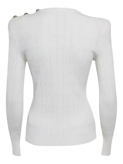 Pre-owned Balmain Ribbed-knit Top In White