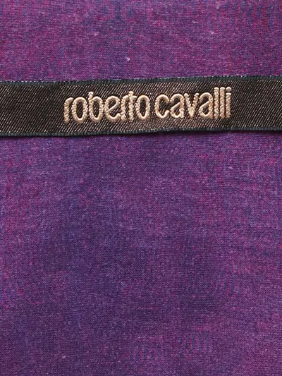Pre-owned Roberto Cavalli Vintage  Floral-print Three-quarter Sleeve Dress In Purple