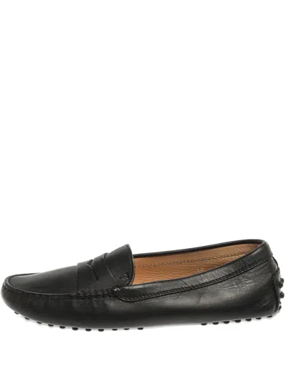 Pre-owned Tod's Vintage  Leather Penny Keeper Loafer Shoes In Black