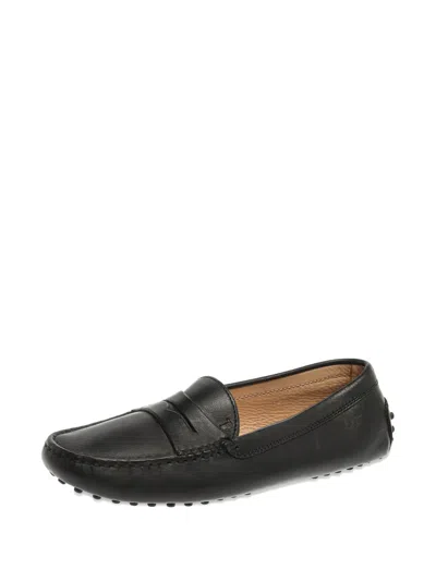 Pre-owned Tod's Vintage  Leather Penny Keeper Loafer Shoes In Black