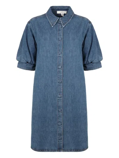 Frame Puffed-shoulder Denim Shirtdress
