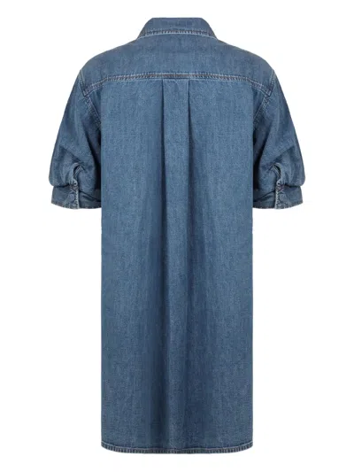 Frame Puffed-shoulder Denim Shirtdress