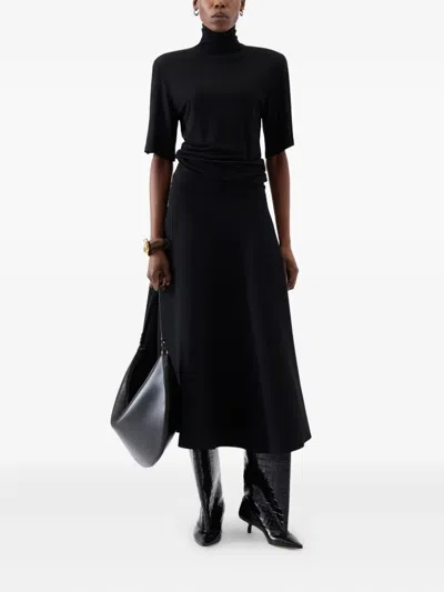 Jacquemus High-neck Cropped Top With Padded-shoulders In Black