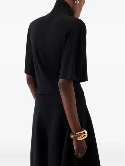 Jacquemus High-neck Cropped Top With Padded-shoulders In Black