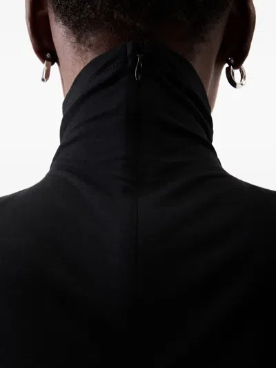 Jacquemus High-neck Cropped Top With Padded-shoulders In Black