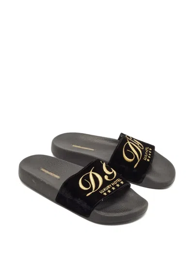 Pre-owned Dolce & Gabbana Embroidered-logo Slides