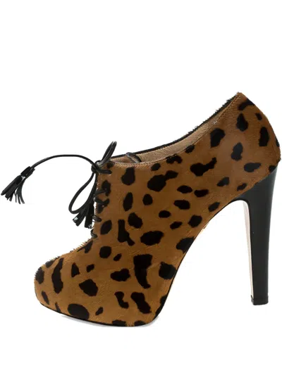 Pre-owned Charlotte Olympia  125mm Leopard-pattern Bootsd In Neutral