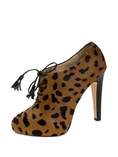 Pre-owned Charlotte Olympia  125mm Leopard-pattern Bootsd In Neutral