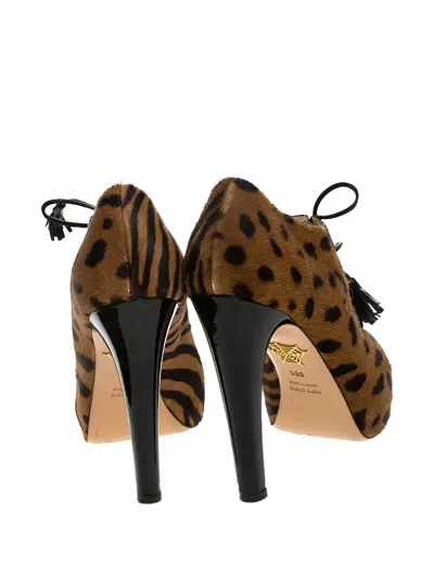Pre-owned Charlotte Olympia  125mm Leopard-pattern Bootsd In Neutral