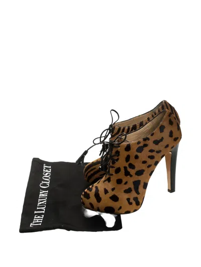 Pre-owned Charlotte Olympia  125mm Leopard-pattern Bootsd In Neutral