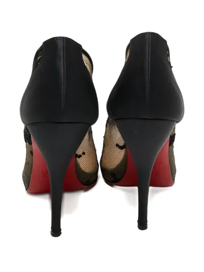 Pre-owned Christian Louboutin 125mm Fetilo Lace Peep-toe Pumps In Black